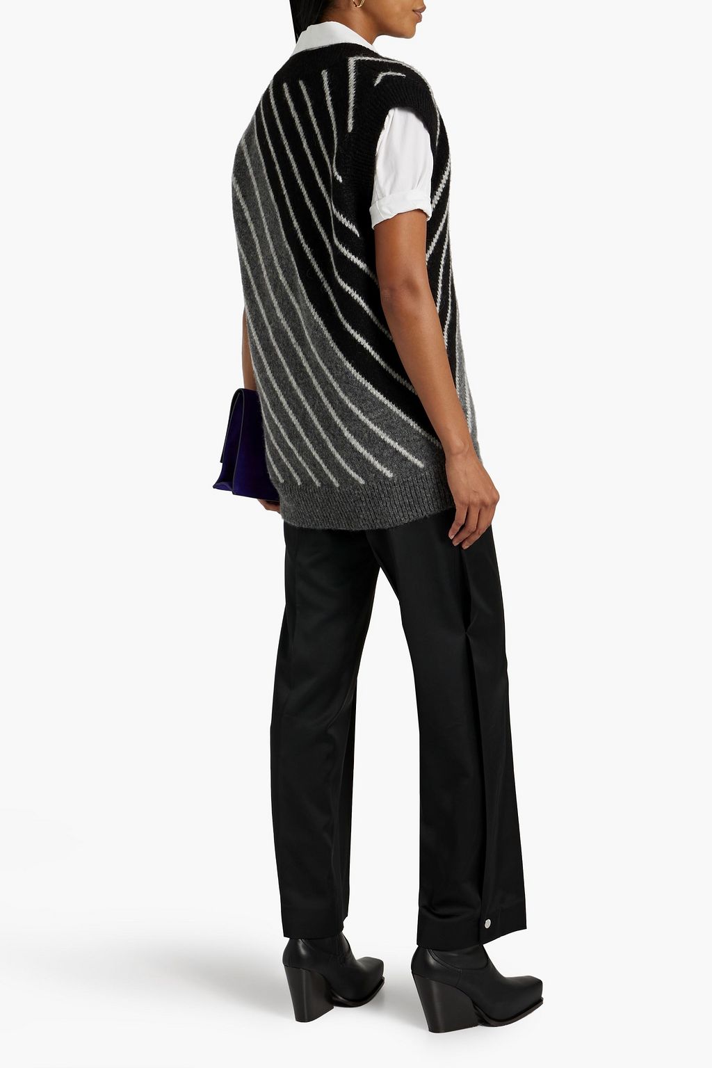 STELLA MCCARTNEY Oversized striped jacquard-knit alpaca-blend vest