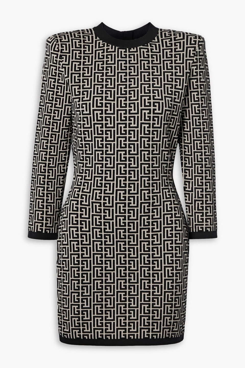 balmain - wool-blend jacquard mini dress - neutral - fr 42