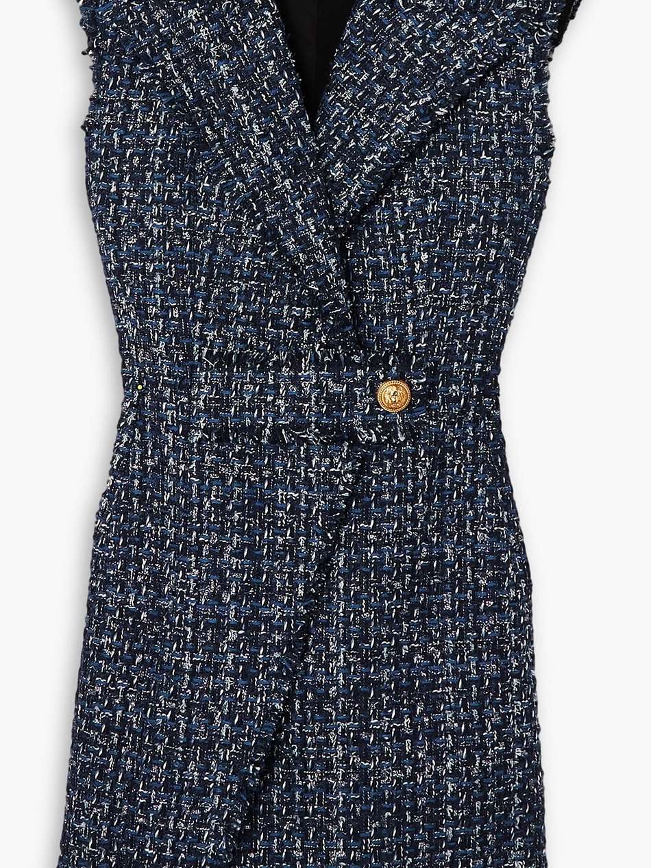 embellished bouclé mini dress