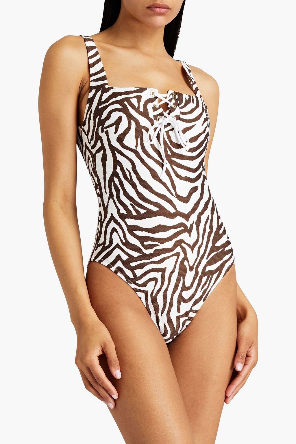 HEIDI KLEIN Zebra-print stretch-piqué underwired swimsuit