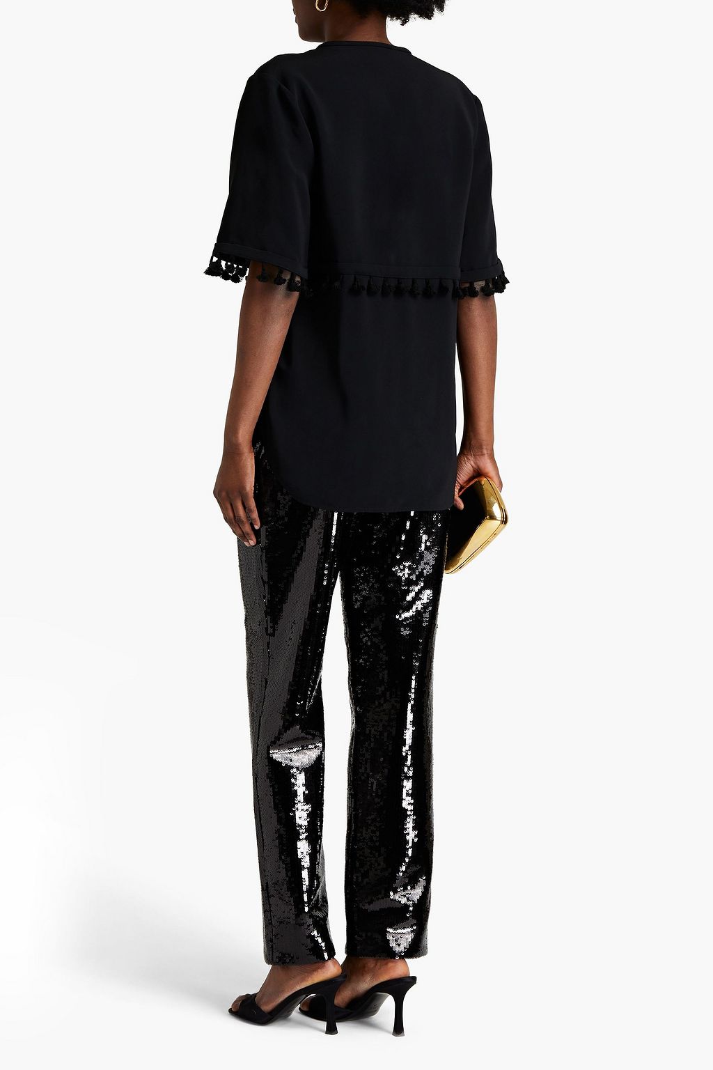 ELIE SAAB Tassel-trimmed crepe top