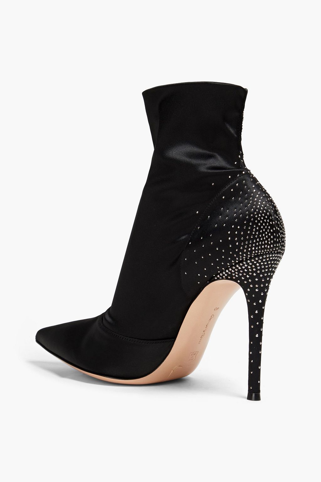 GIANVITO ROSSI Embellished stretch-satin sock boots