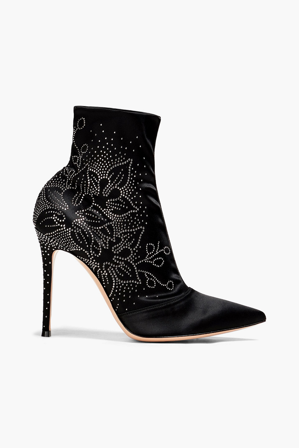 Gianvito Rossi Embellished Stretch-satin Sock Boots In Black