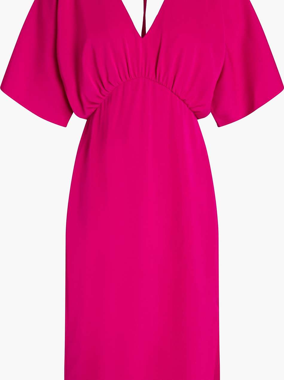 gathered stretch-crepe midi dress
