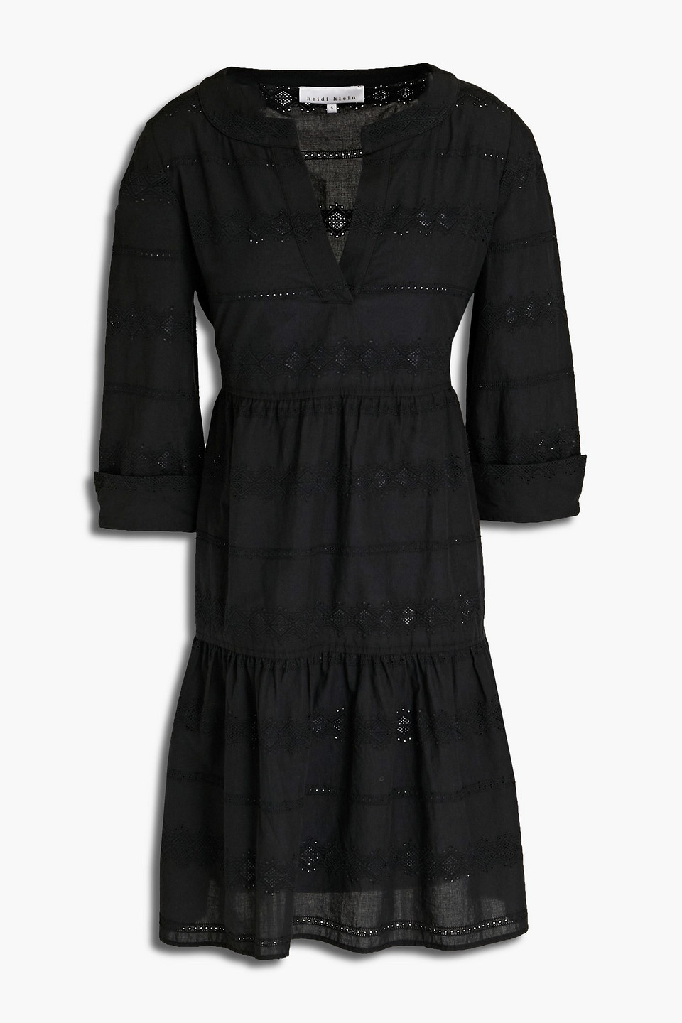 Tiered broderie anglaise cotton mini dress