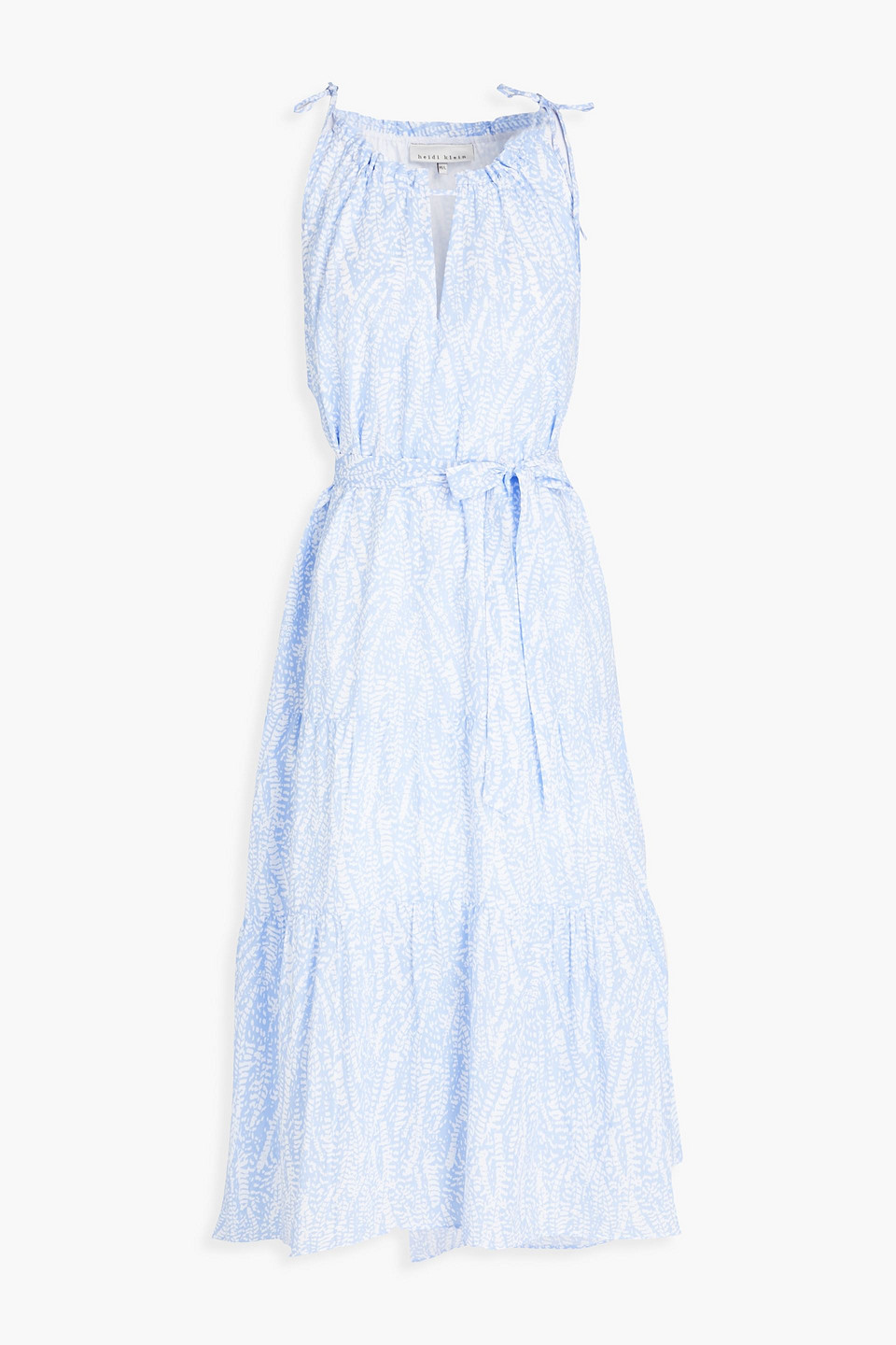 Heidi Klein Tiered Printed Organic Cotton Midi Dress In Blue