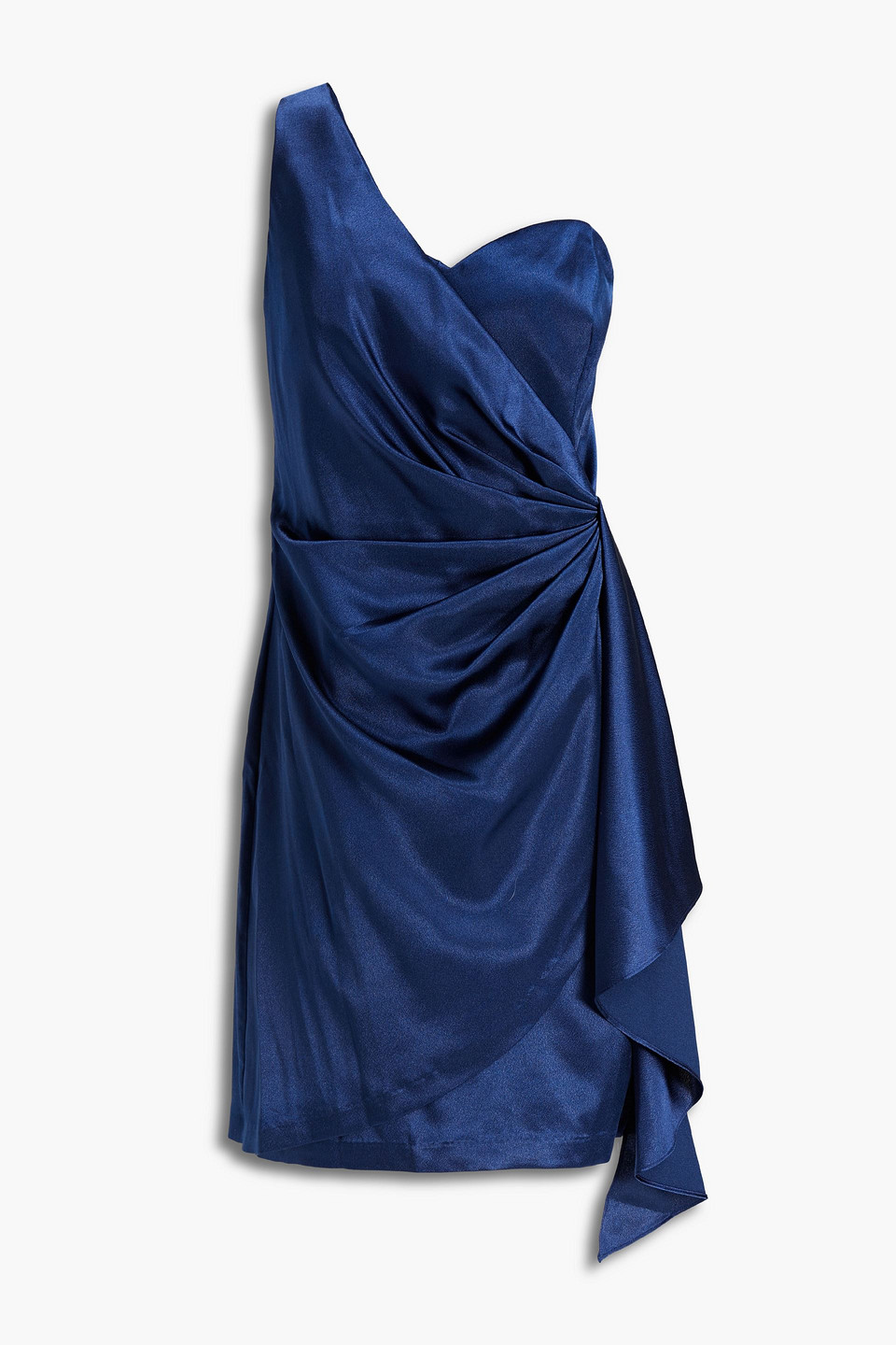 Aidan Mattox One-shoulder draped satin-crepe mini dress