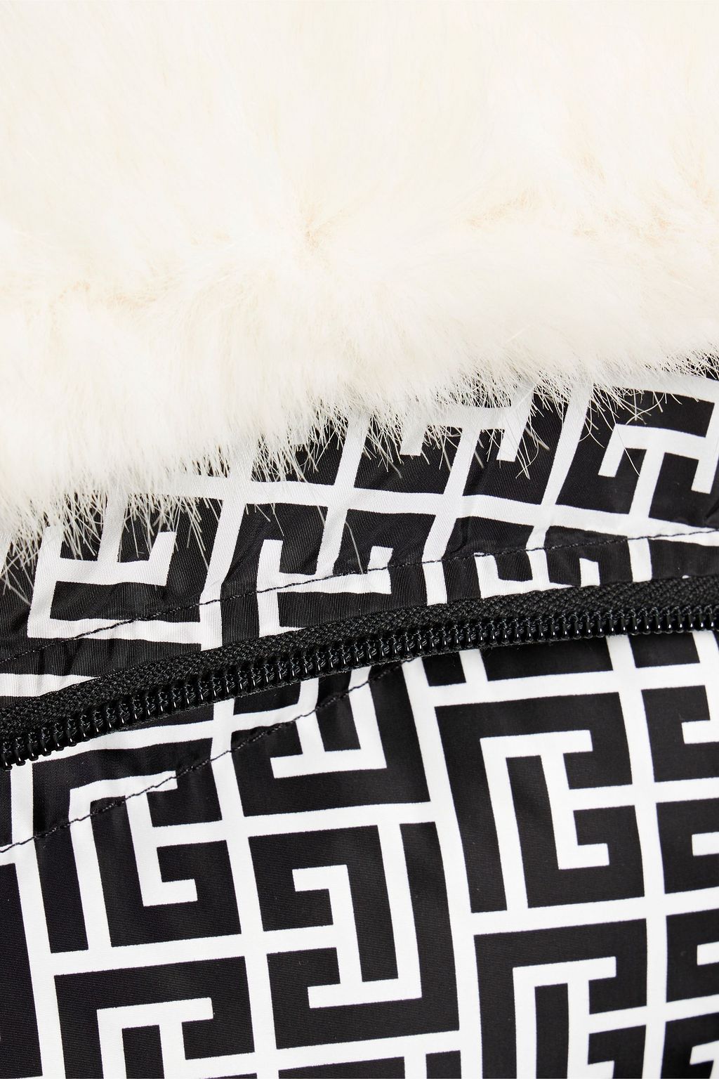 BALMAIN Faux fur-trimmed quilted logo-print shell hooded vest