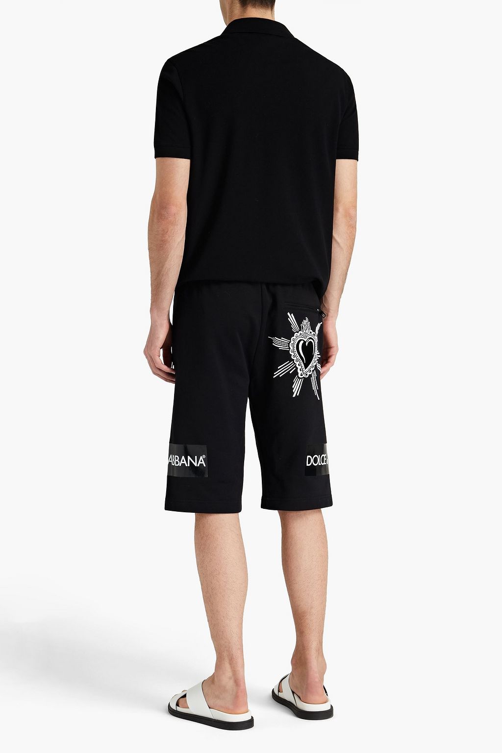 DOLCE&GABBANA Embellished French cotton-terry shorts