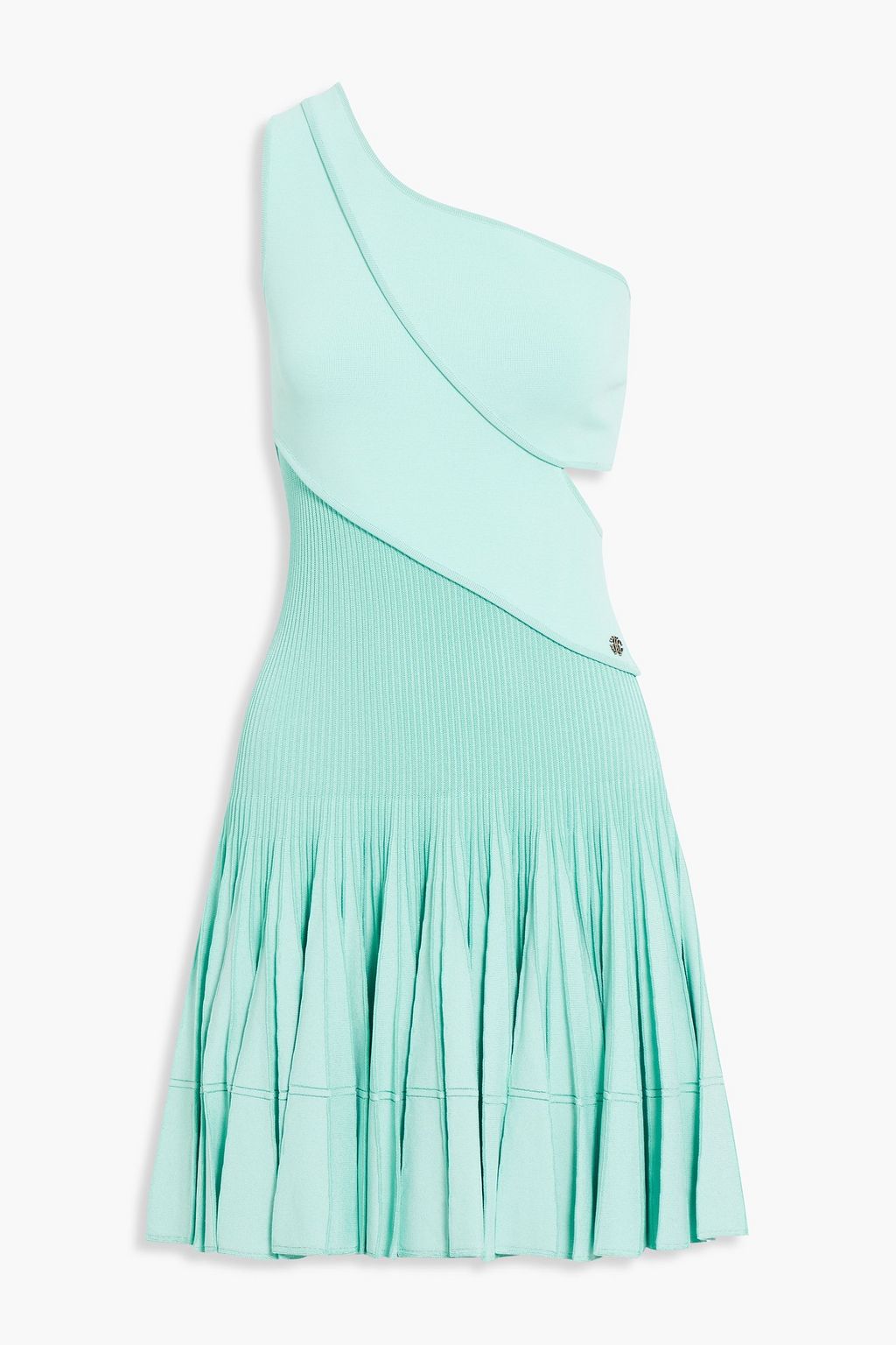 shoulder cutout ribbed-knit mini dress 
