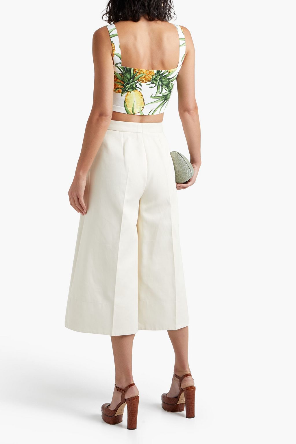 OSCAR DE LA RENTA Cropped printed ponte top