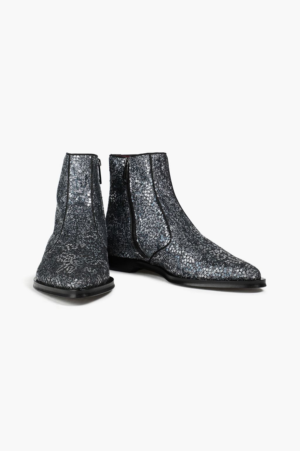 DOLCE & GABBANA Embellished metallic canvas Chelsea boots