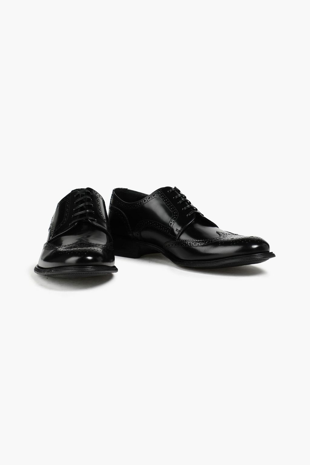 DOLCE & GABBANA Perforated polished leather derby shoes