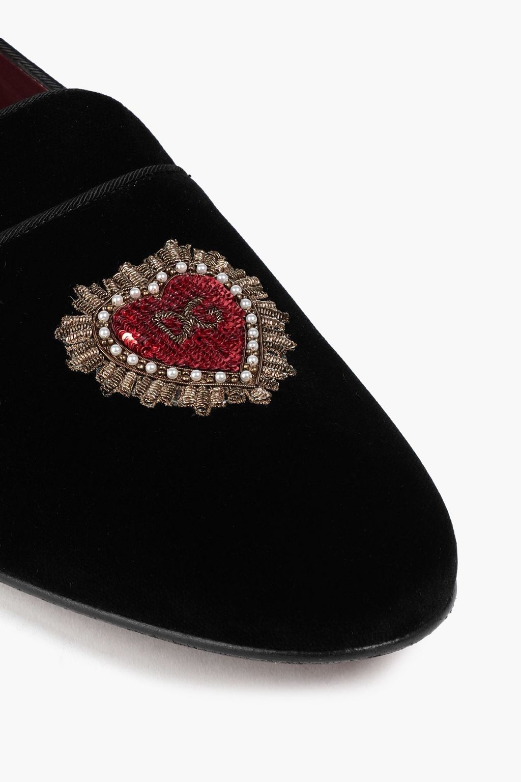 DOLCE & GABBANA Embellished velvet slippers