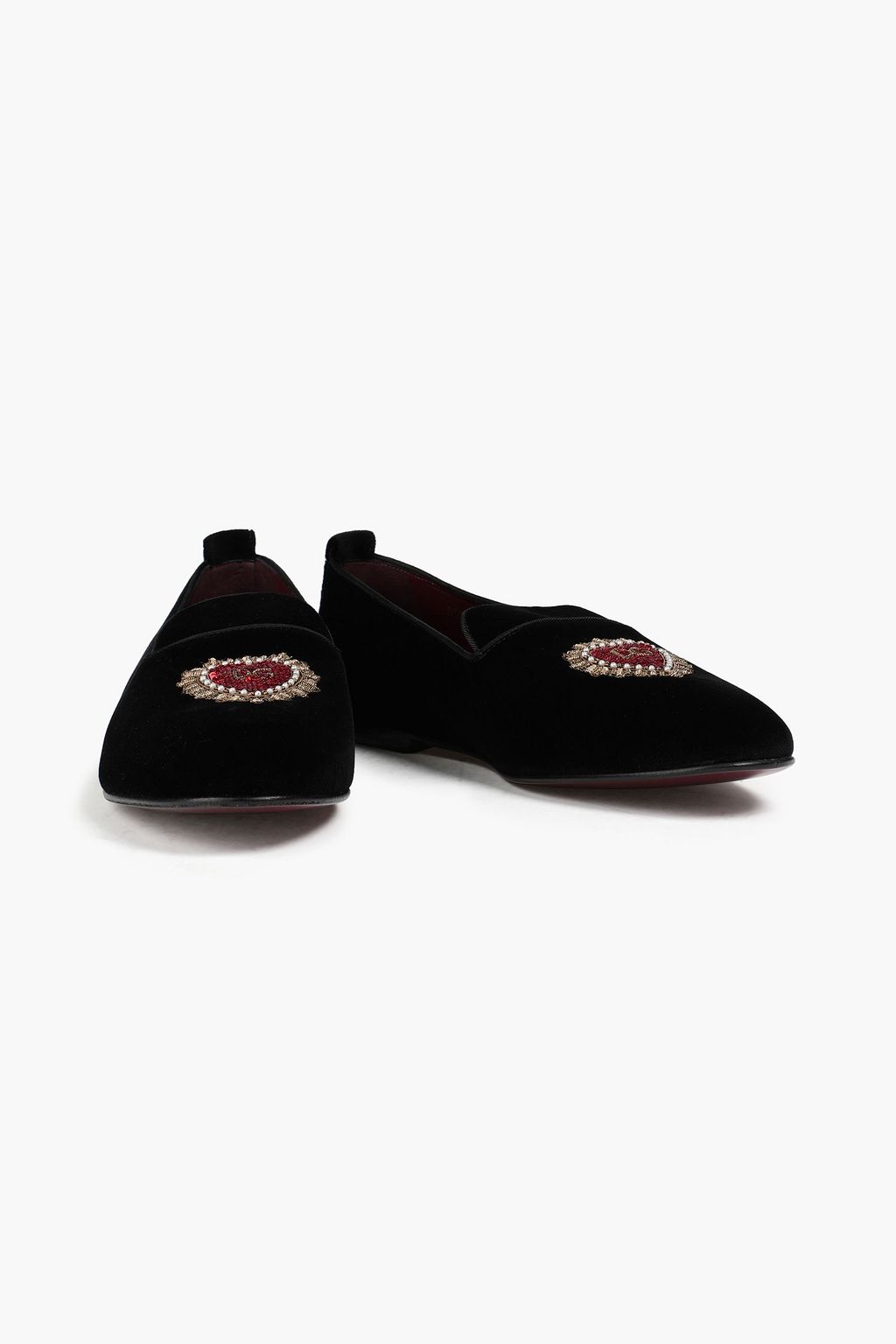 DOLCE & GABBANA Embellished velvet slippers