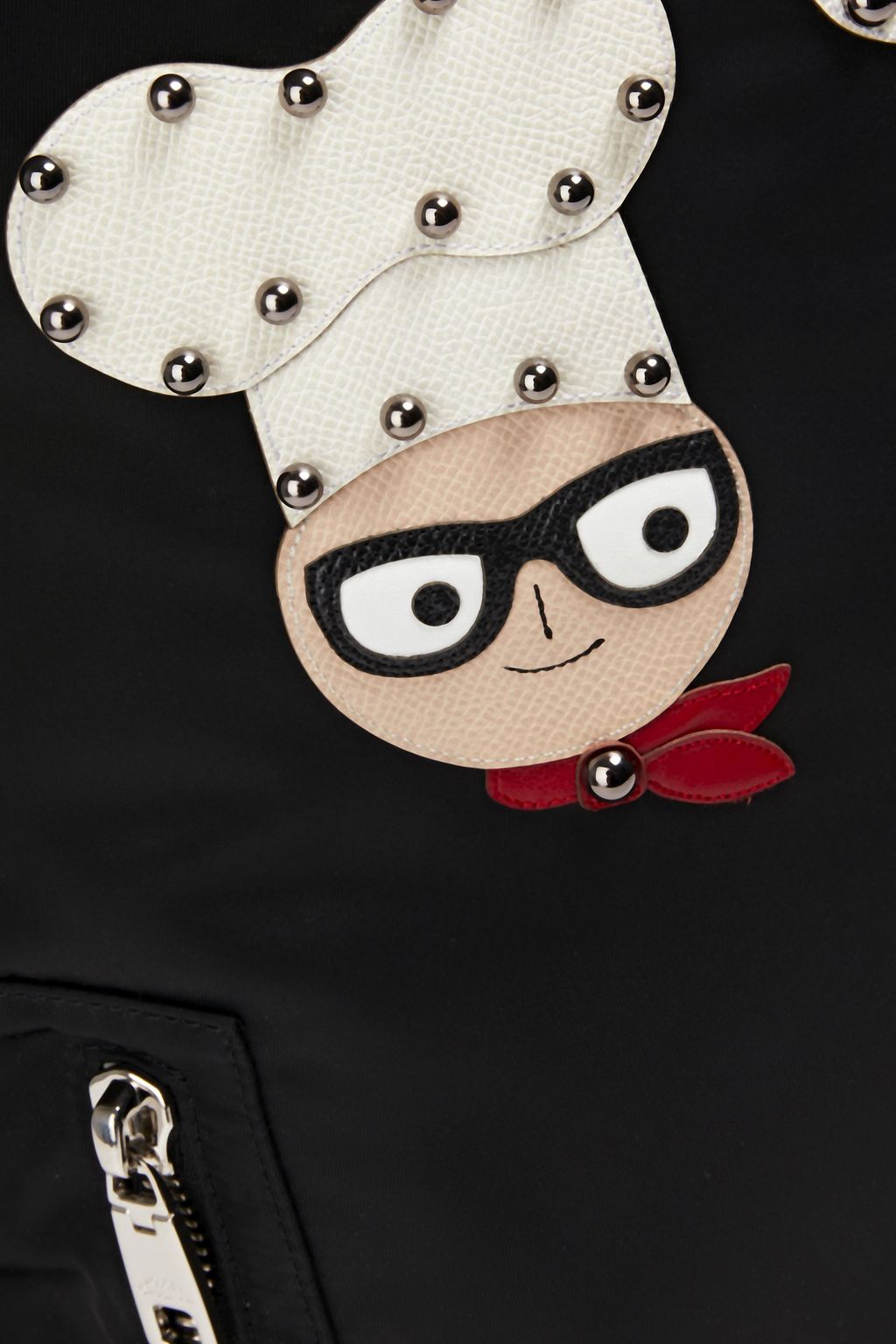 DOLCE & GABBANA Appliquéd leather and shell backpack