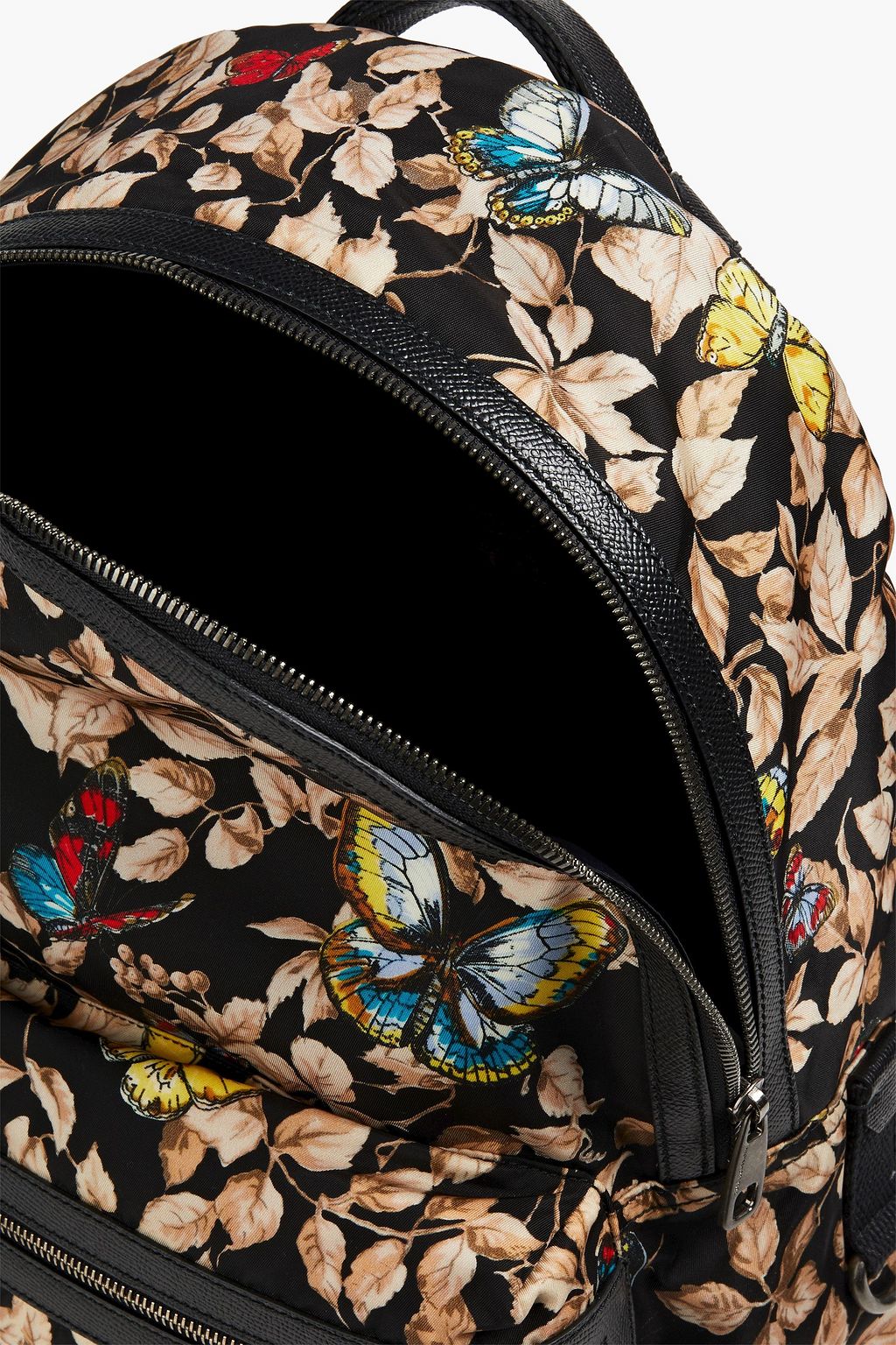 DOLCE & GABBANA Leather-trimmed printed shell backpack