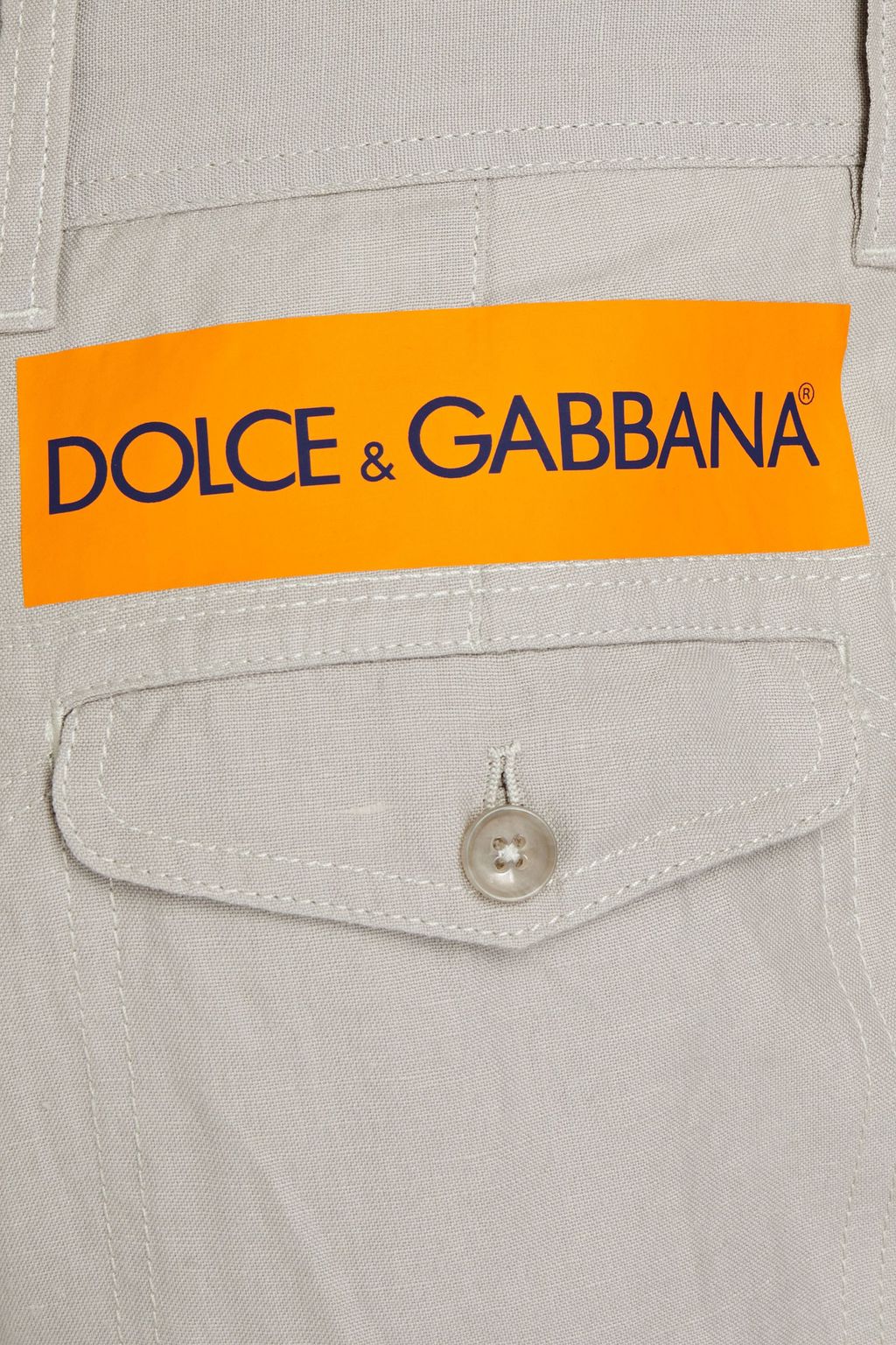 DOLCE&GABBANA Tapered logo-print linen and cotton-blend pants
