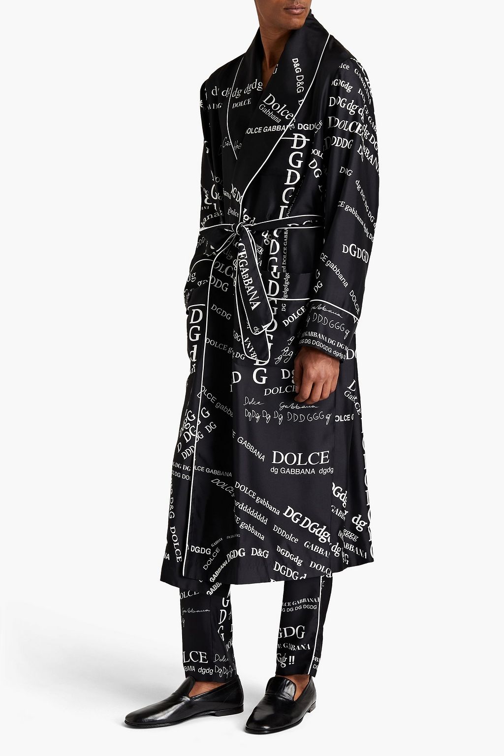DOLCE&GABBANA Logo-print silk-twill coat