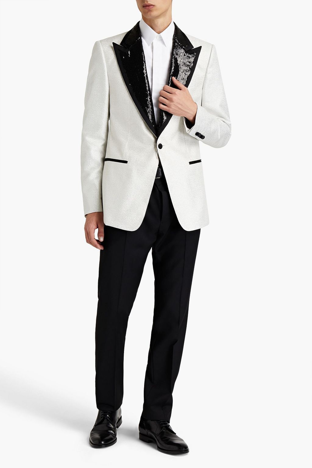DOLCE & GABBANA Sequin-embellished metallic jacquard blazer