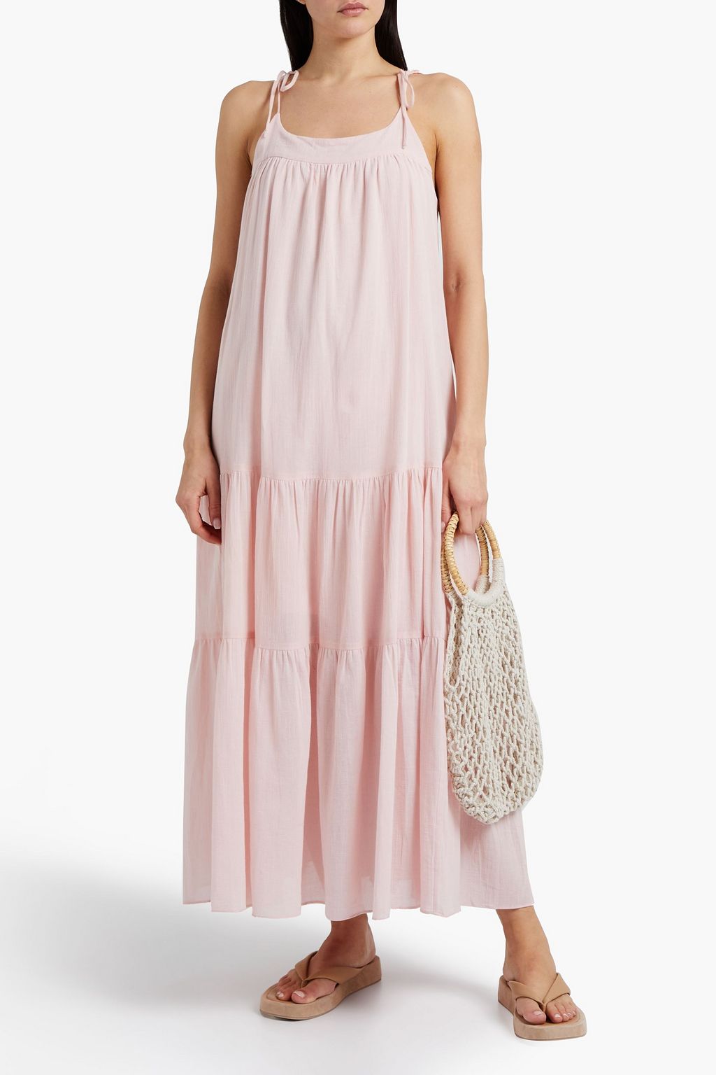 LOUP CHARMANT Tiered cotton-gauze midi dress