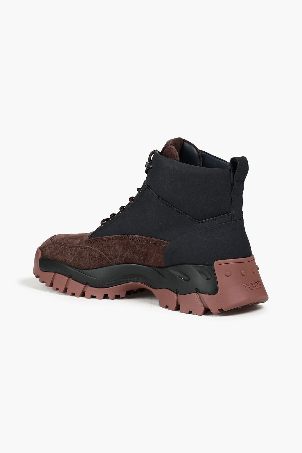 TOD'S Suede and techno fabric hiking boots
