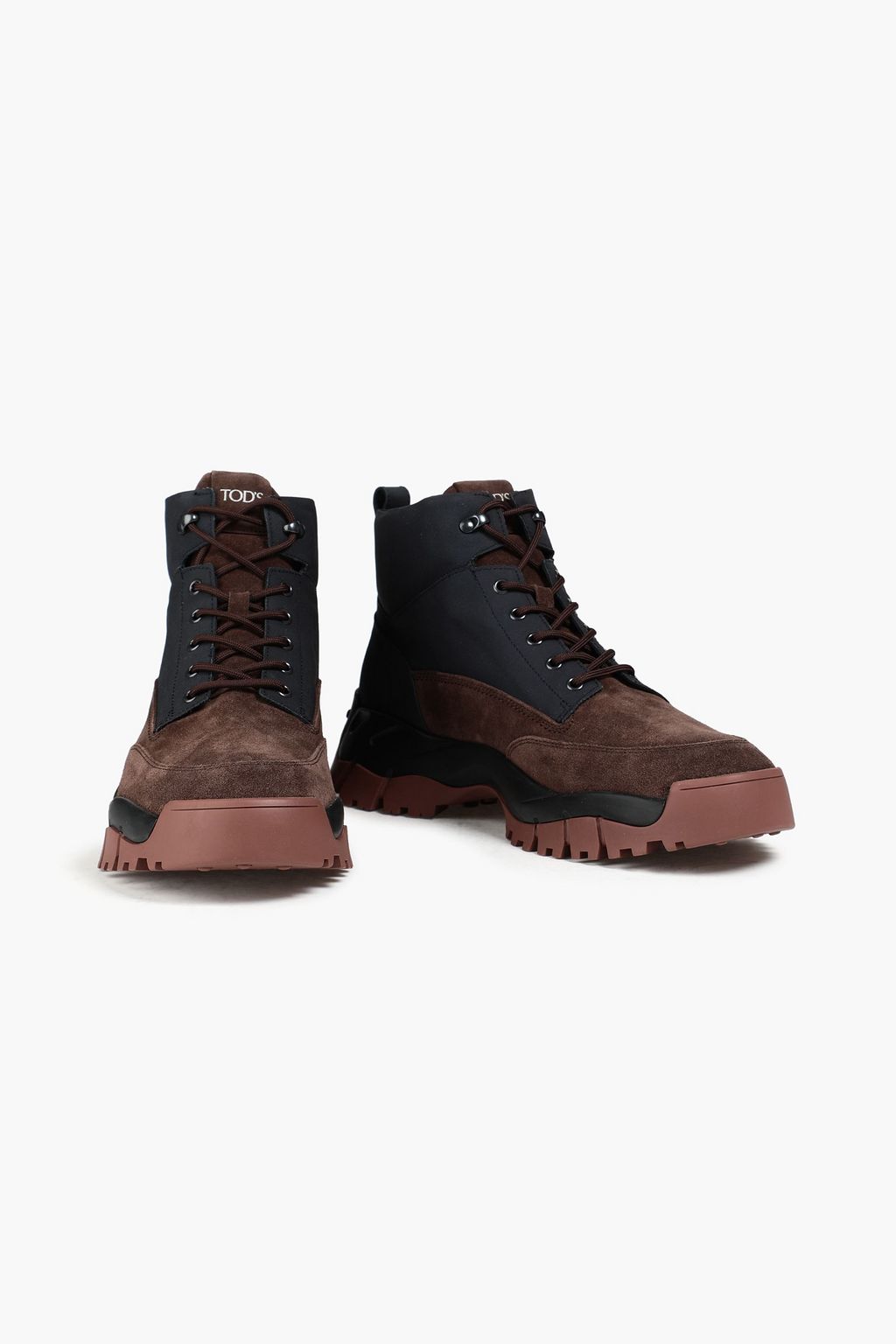 TOD'S Suede and techno fabric hiking boots
