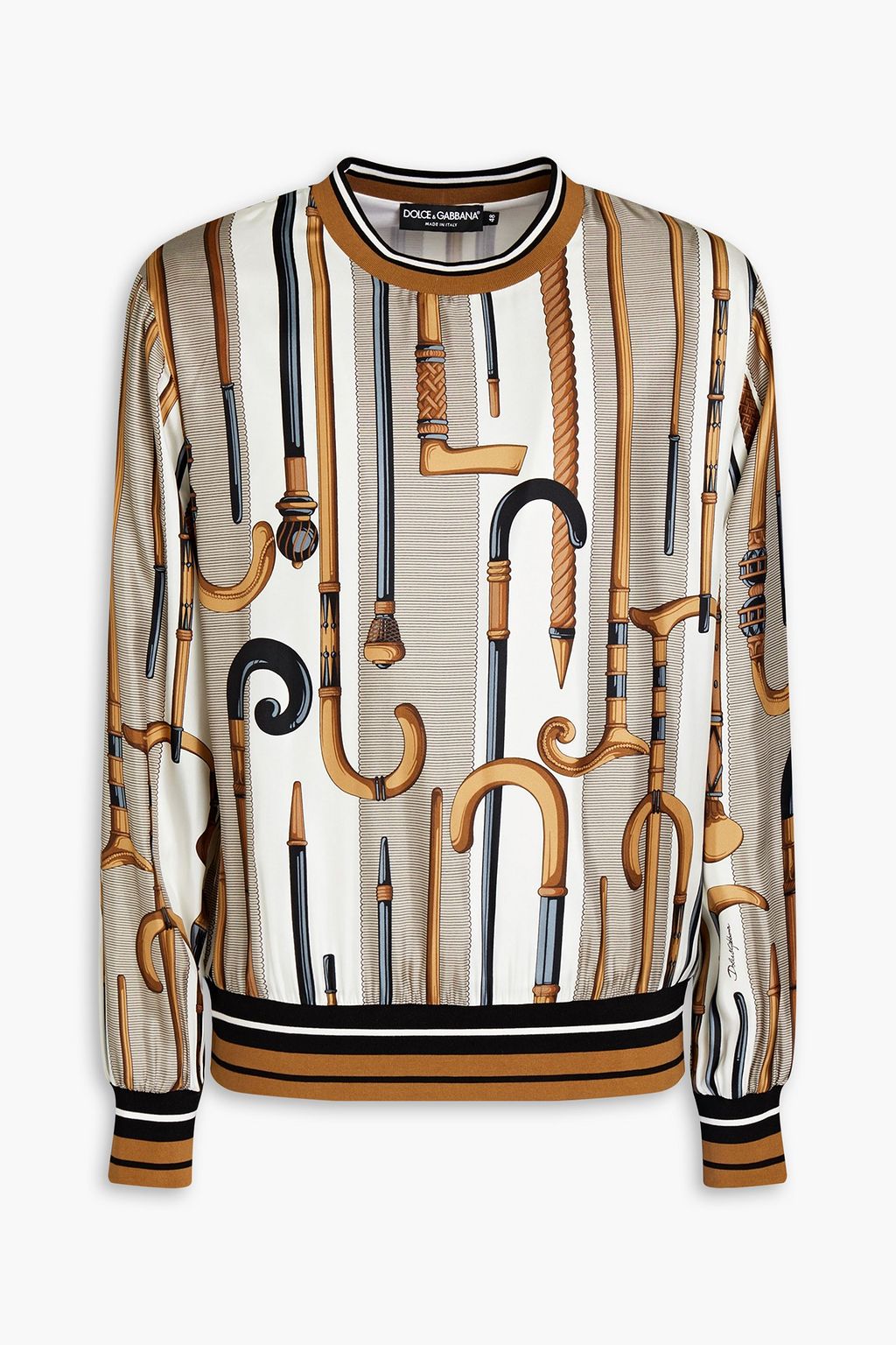 White Printed silk-twill sweatshirt 