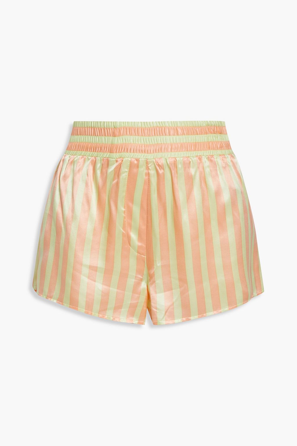 Light green Striped satin pajama shorts 