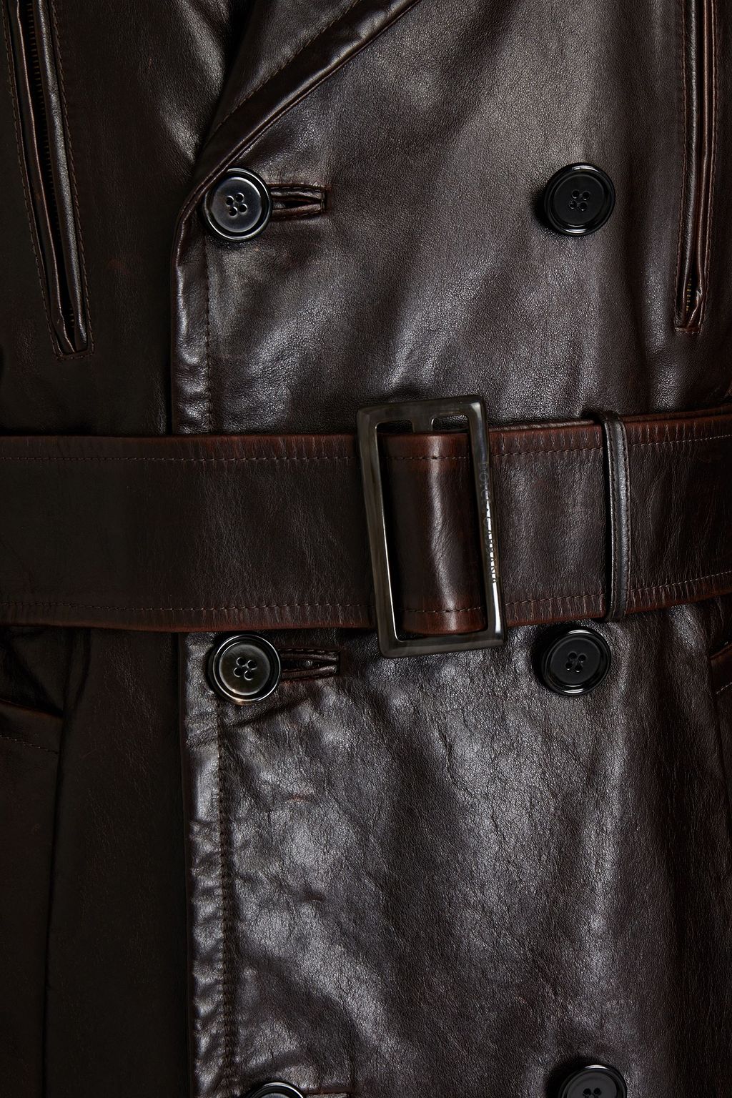 DOLCE & GABBANA Double-breasted belted leather coat