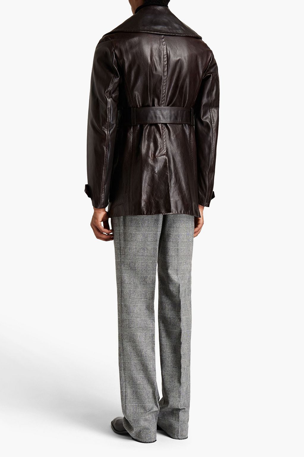 DOLCE & GABBANA Double-breasted belted leather coat