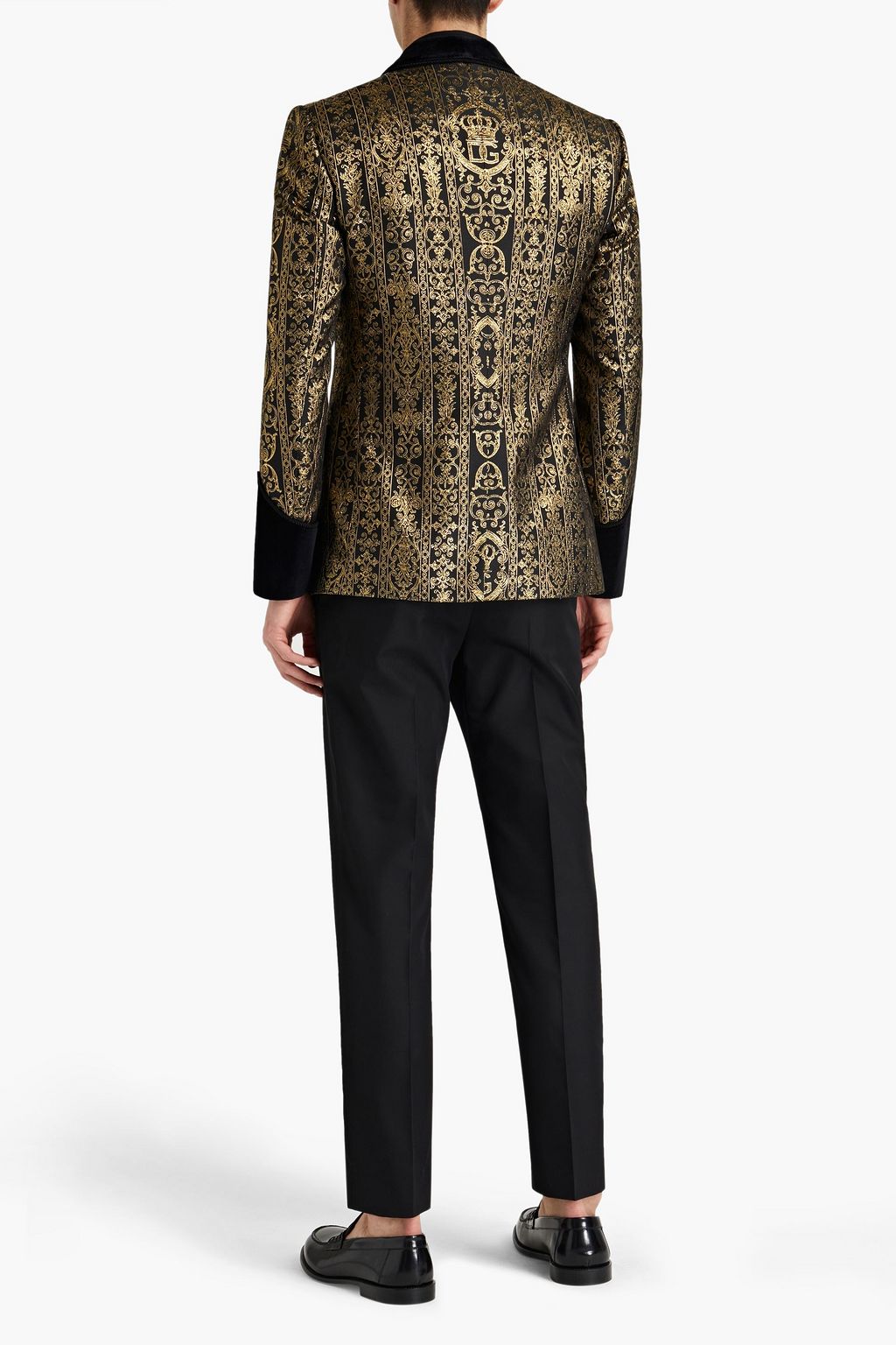 DOLCE&GABBANA Velvet-trimmed metallic jacquard blazer