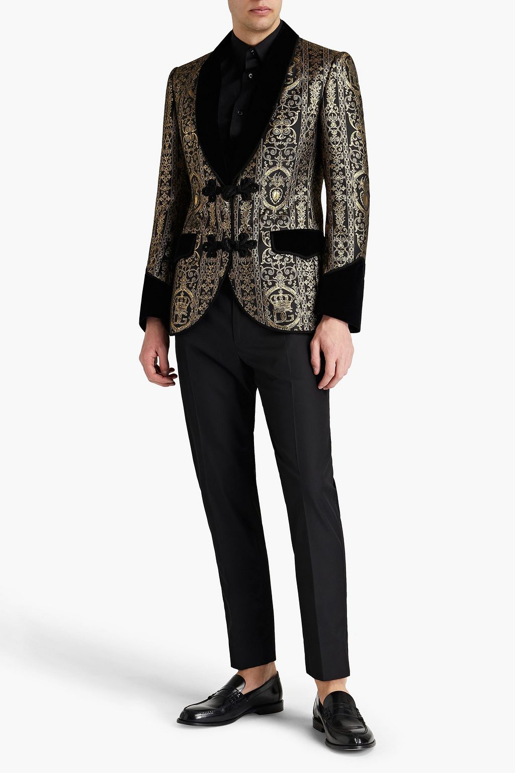 DOLCE&GABBANA Velvet-trimmed metallic jacquard blazer