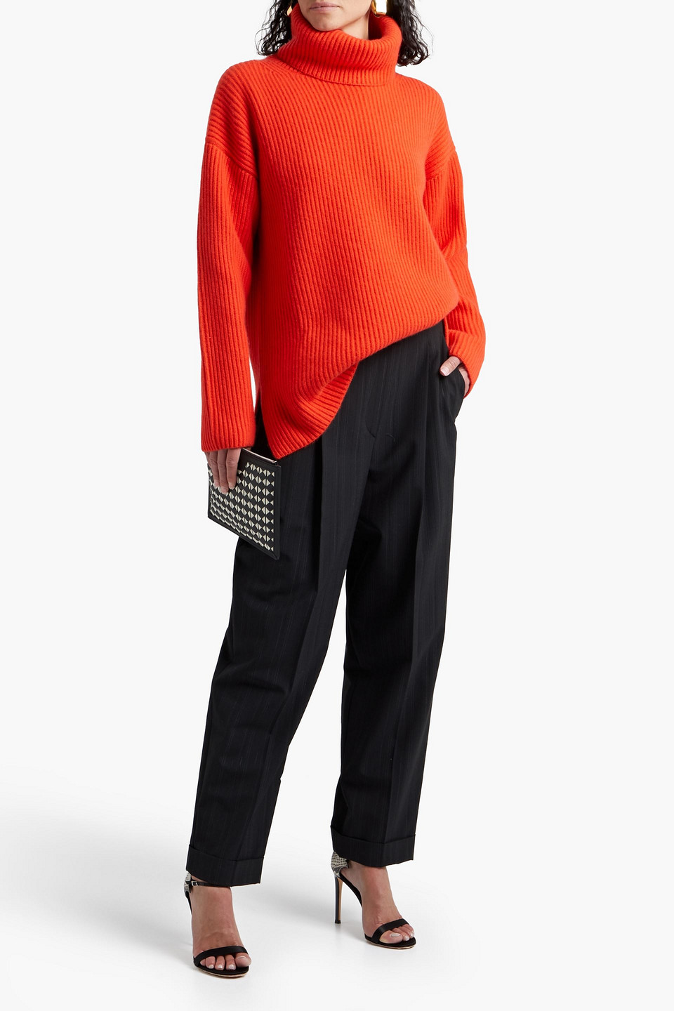 Carolina Herrera Oversized Cashmere Turtleneck Jumper In Tomato Red