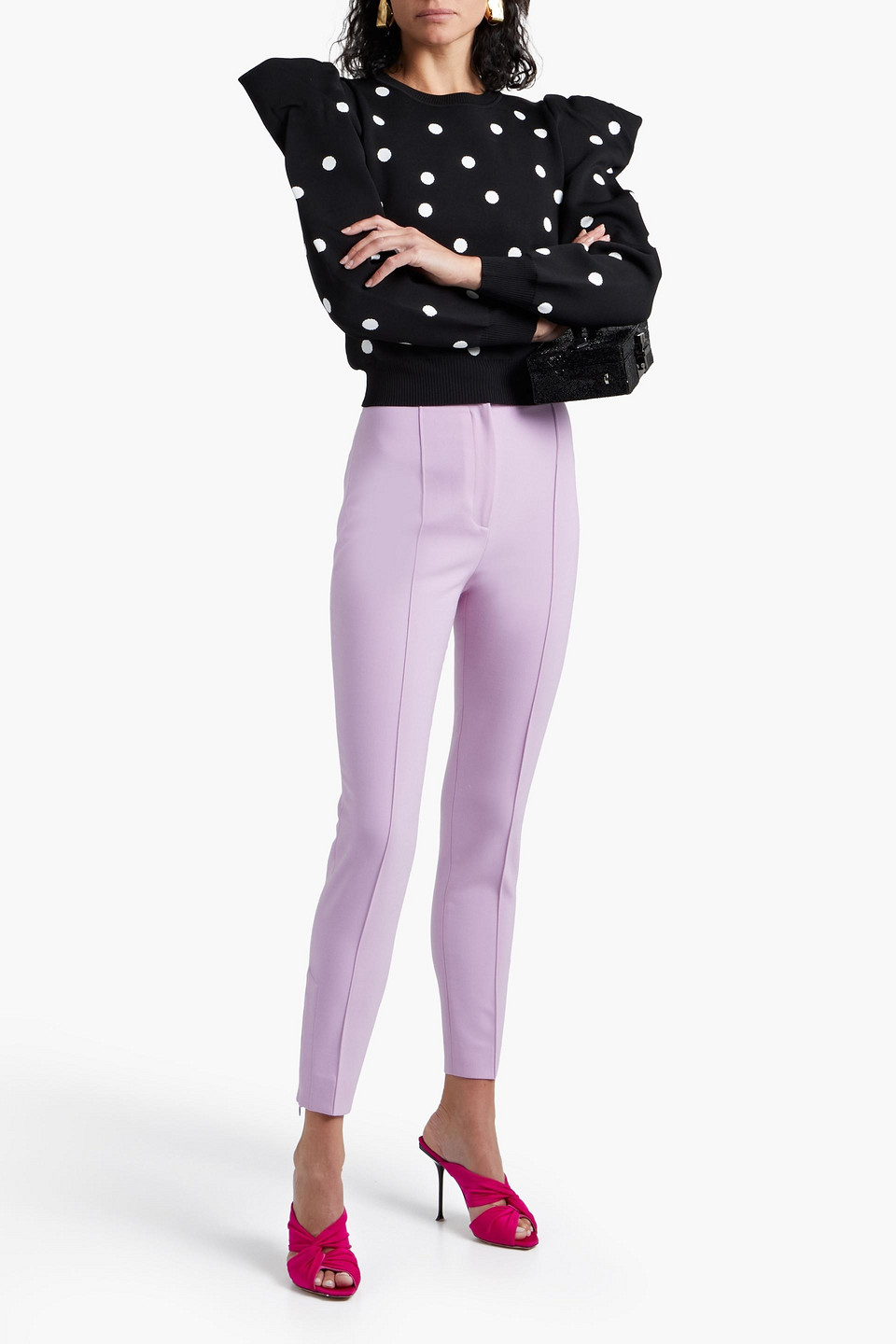 Oscar De La Renta Wool-blend Crepe Slim-leg Pants In Lilac