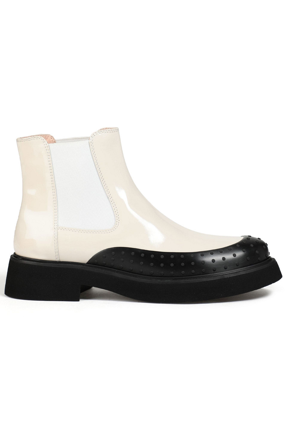 Tod's Patentleather Chelsea Boots In Ecru ModeSens