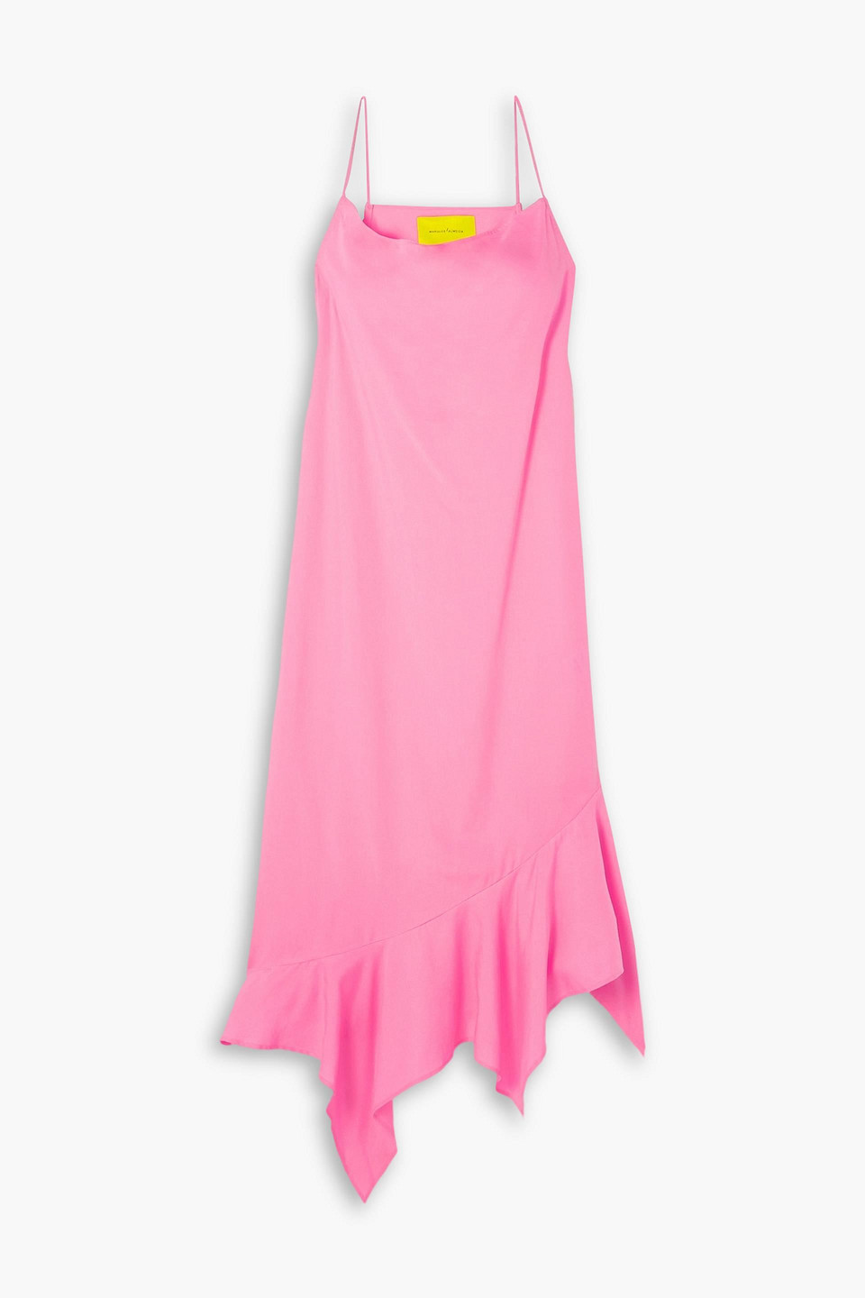 Marques' Almeida Asymmetric Ruffled Tencel Midi Dress In Pink