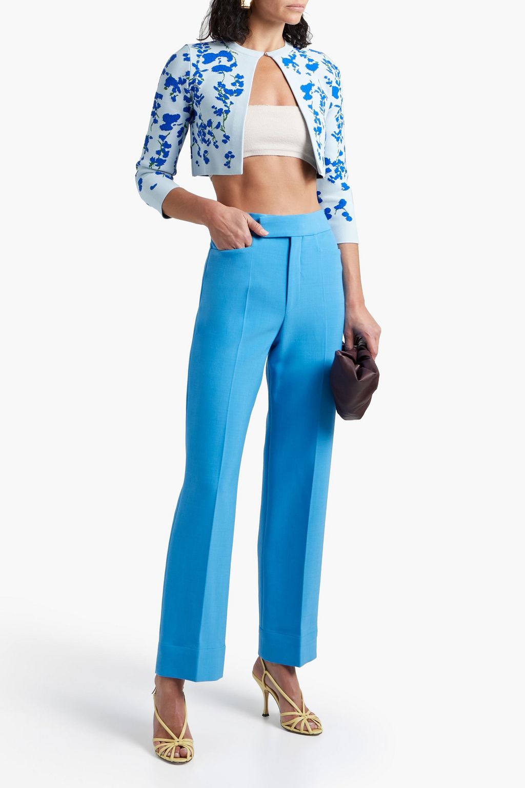 CAROLINA HERRERA Cropped jacquard-knit cardigan