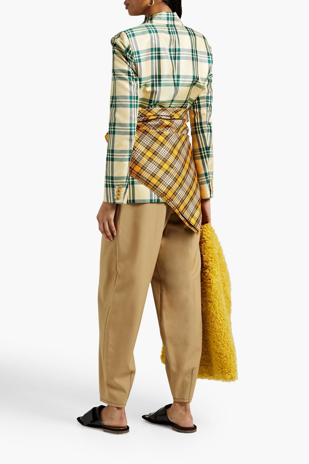 ROSIE ASSOULIN Sarong Wrap checked basketweave silk-blend blazer