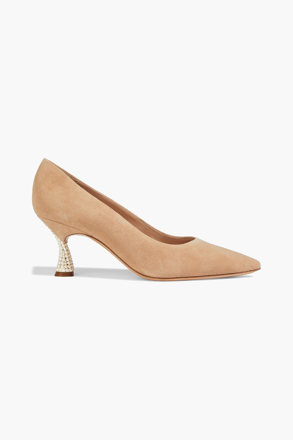 Dafne faux pearl-embellished suede pumps