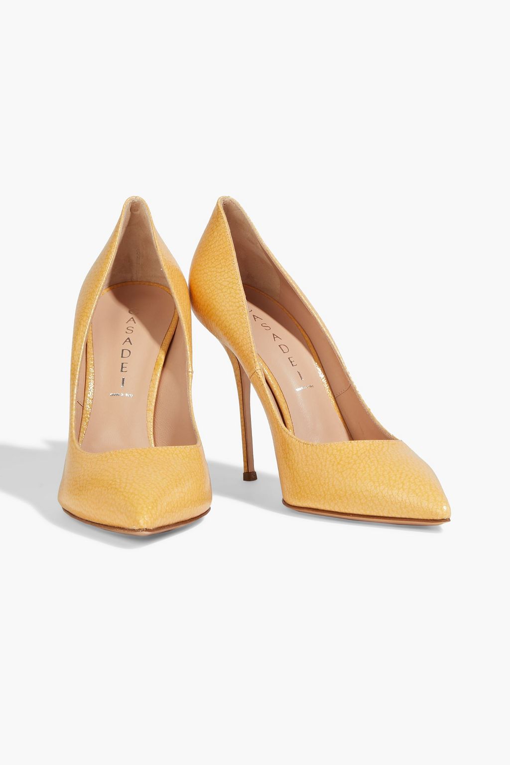 CASADEI Glossed textured-leather pumps