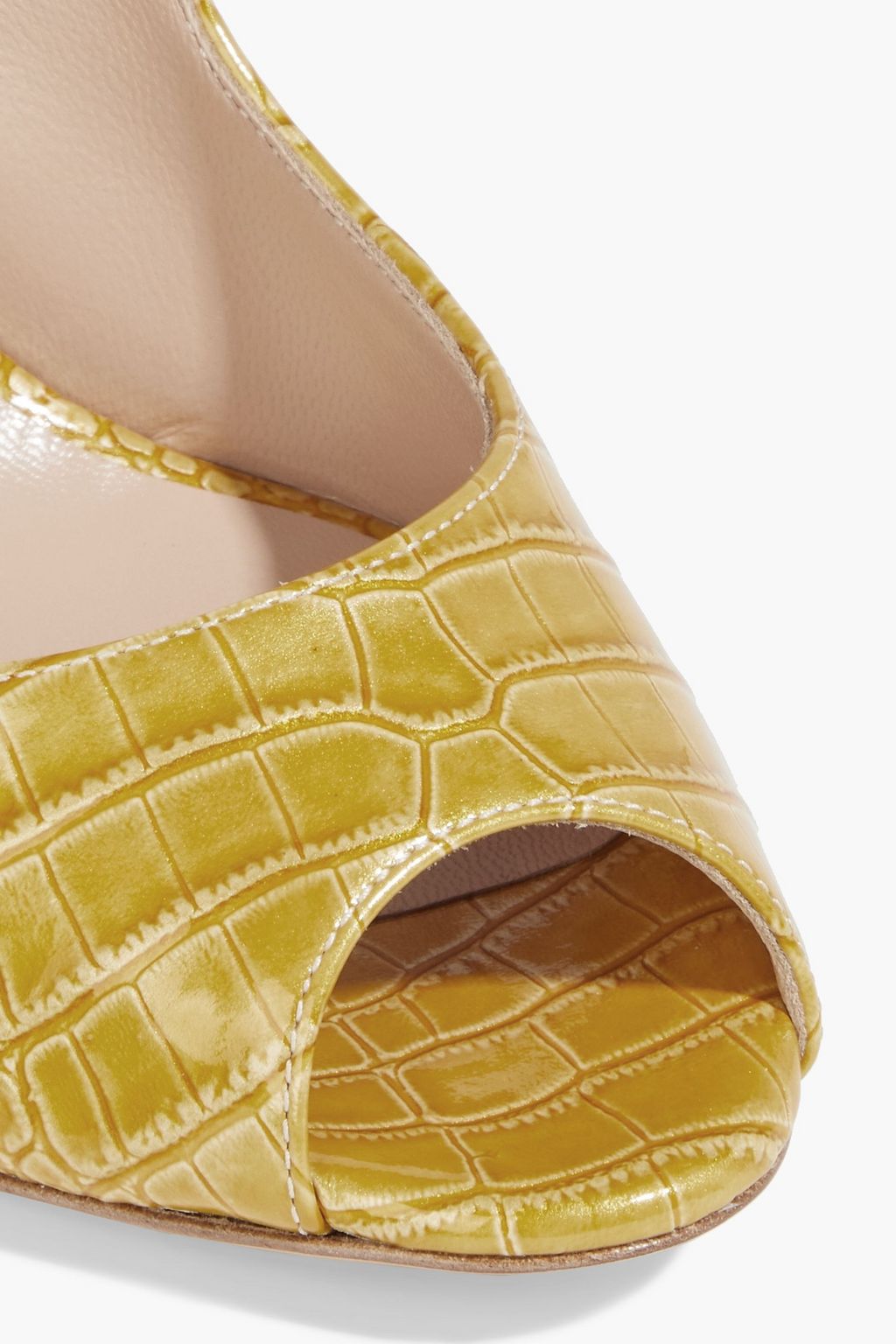 CASADEI Glossed croc-effect leather slingback pumps