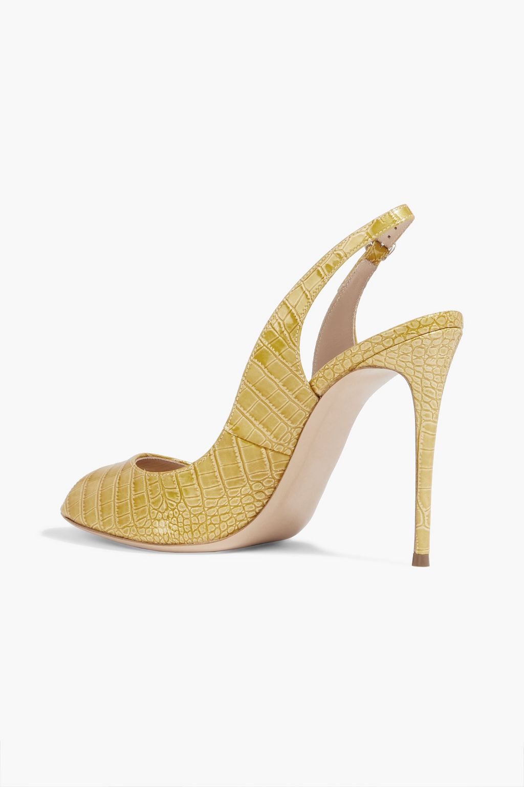 CASADEI Glossed croc-effect leather slingback pumps