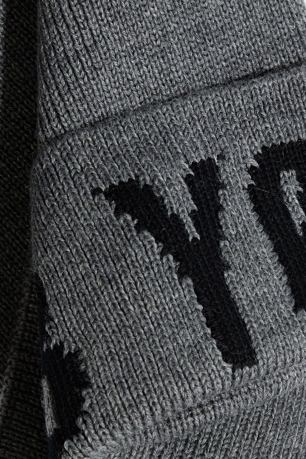 RED(V) Jacquard-knit wool beanie