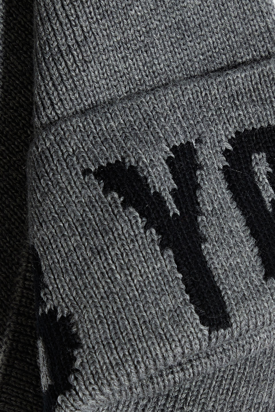 Redv Jacquard-knit Wool Beanie In Dark Gray