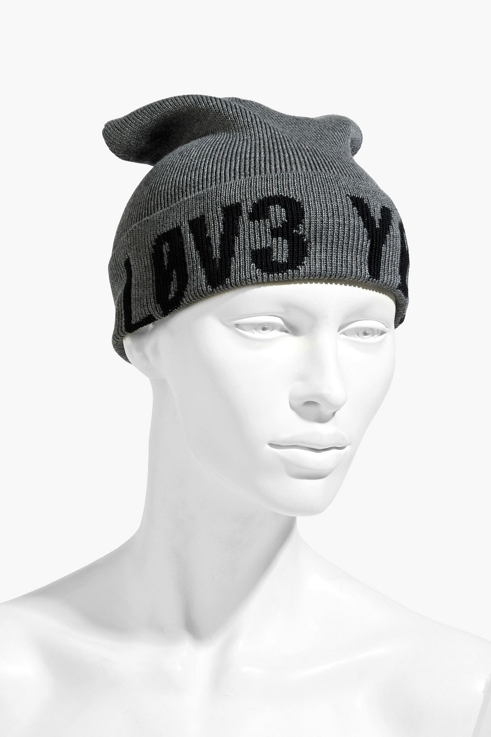 Shop Redv Jacquard-knit Wool Beanie In Dark Gray