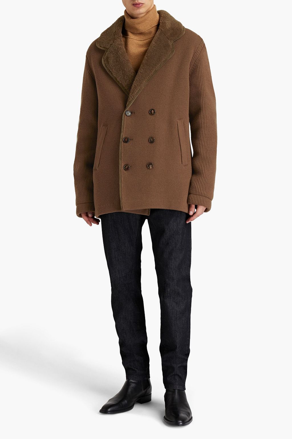 DOLCE & GABBANA Double-breasted ribbed wool-blend coat