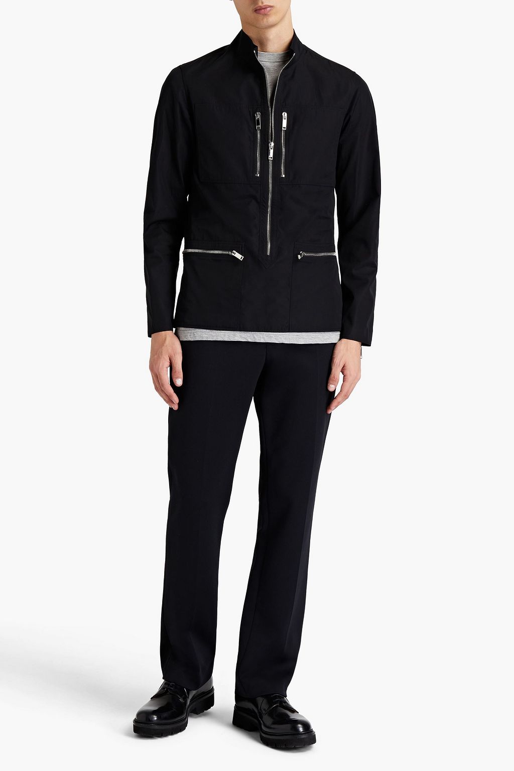 VALENTINO Zip-detailed cotton-poplin shirt