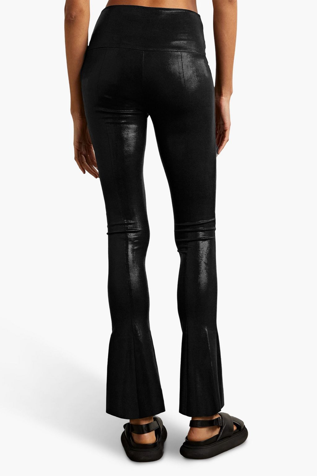 NORMA KAMALI Lamé stretch-jersey flared pants
