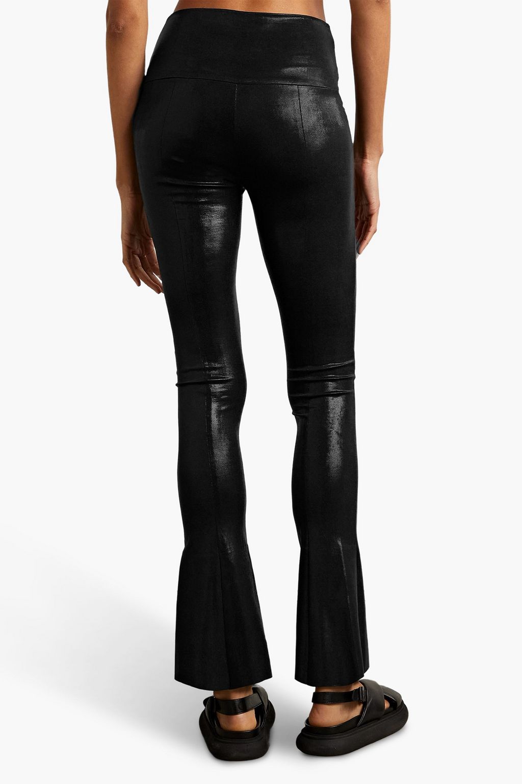 NORMA KAMALI Lamé stretch-jersey flared pants | THE OUTNET